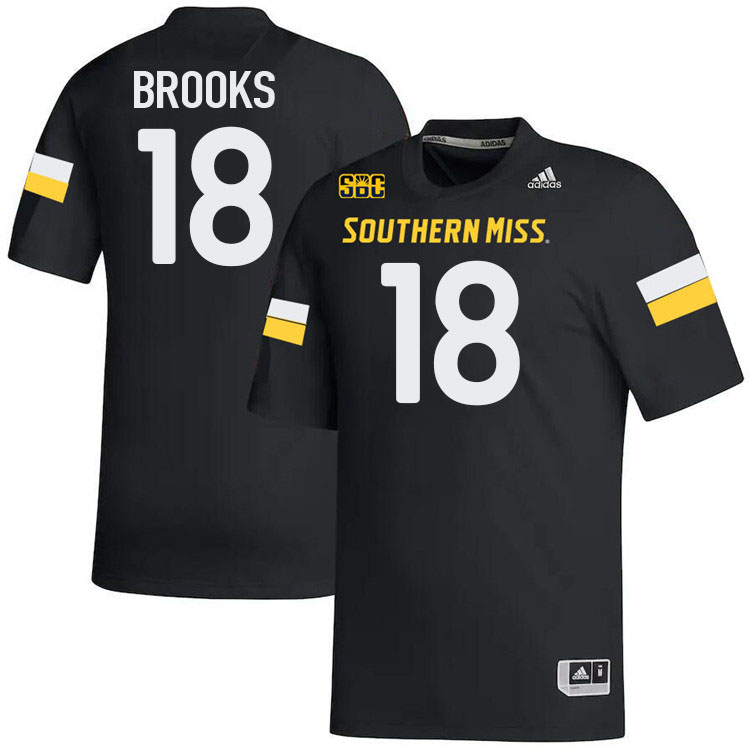 Southern Miss Golden Eagles #18 Natrone Brooks Jersey Football Uniforms-Black